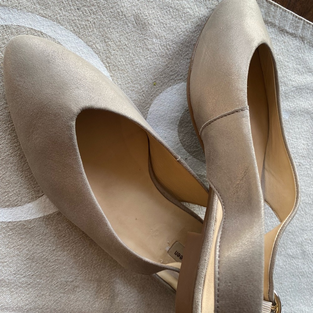 Ladies Paul Green light gold/tan leather slides mules size 4 1/2 UK - 6.5 US NEW